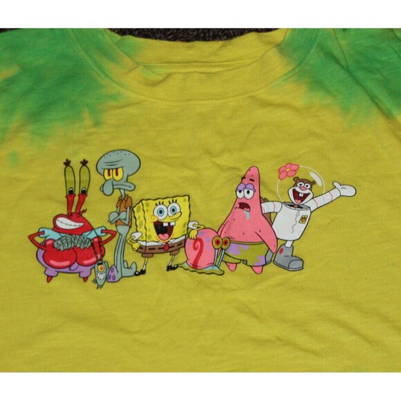 Spongebob Squarepants Long Sleeve Tee Shirt t-shirt Tye-Dye Youth XXL Yellow - Picture 2 of 5